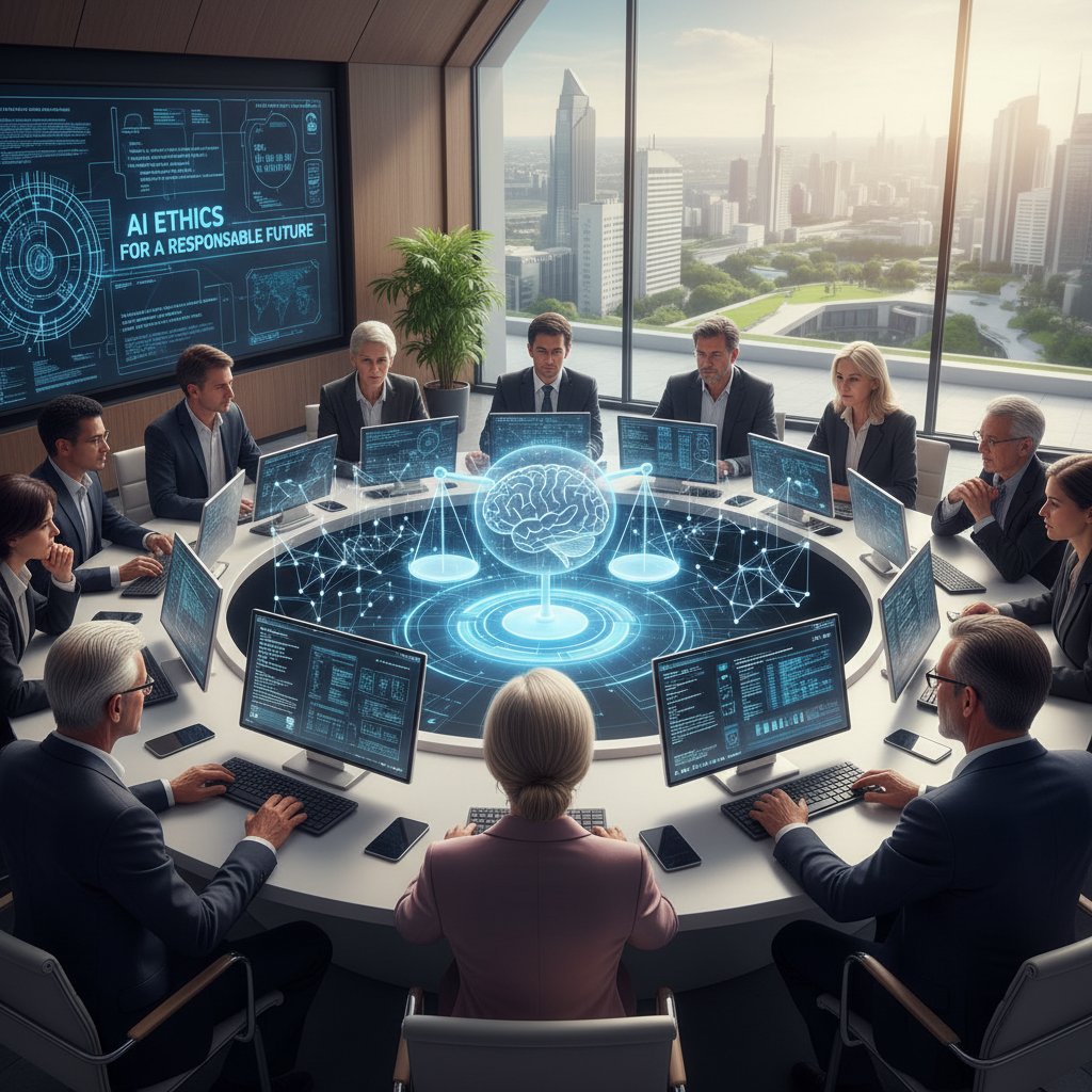 Grupa ludzi w różnym wieku i o różnym pochodzeniu etnicznym pracująca przy komputerach – etyka AI, kodeksy moralne