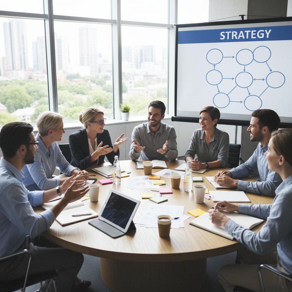 Nowe modele przywództwa i równości – grupa osób przy okrągłym stole, różnorodność