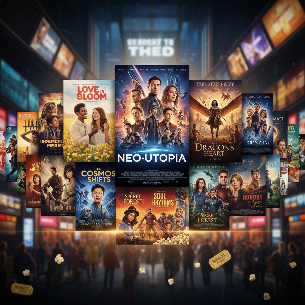 Collage of diverse film posters fading into a single blockbuster, symbolizing overshadowed local movies