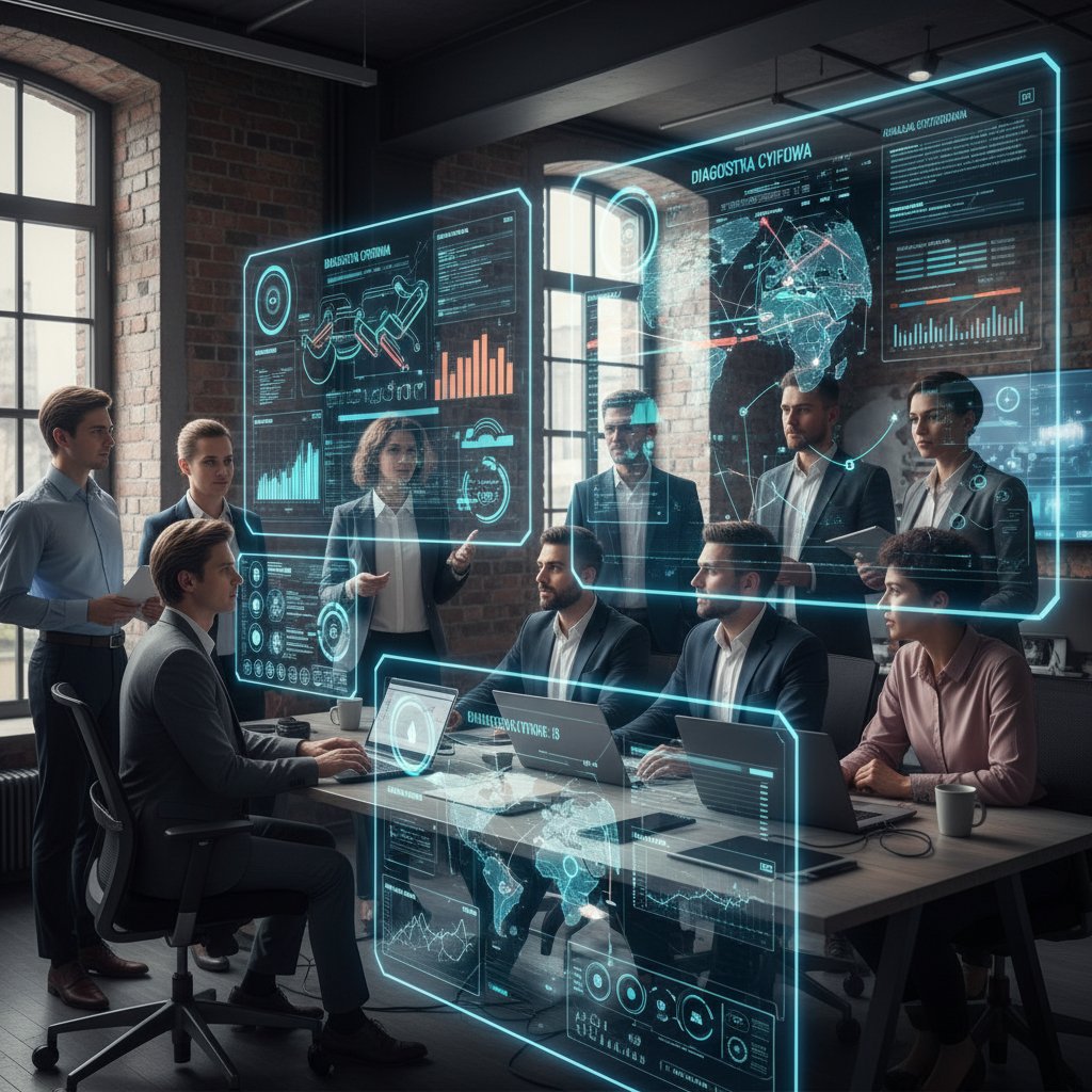 Zespół polskich informatyków pracujący wspólnie przy wdrożeniu narzędzi diagnostycznych