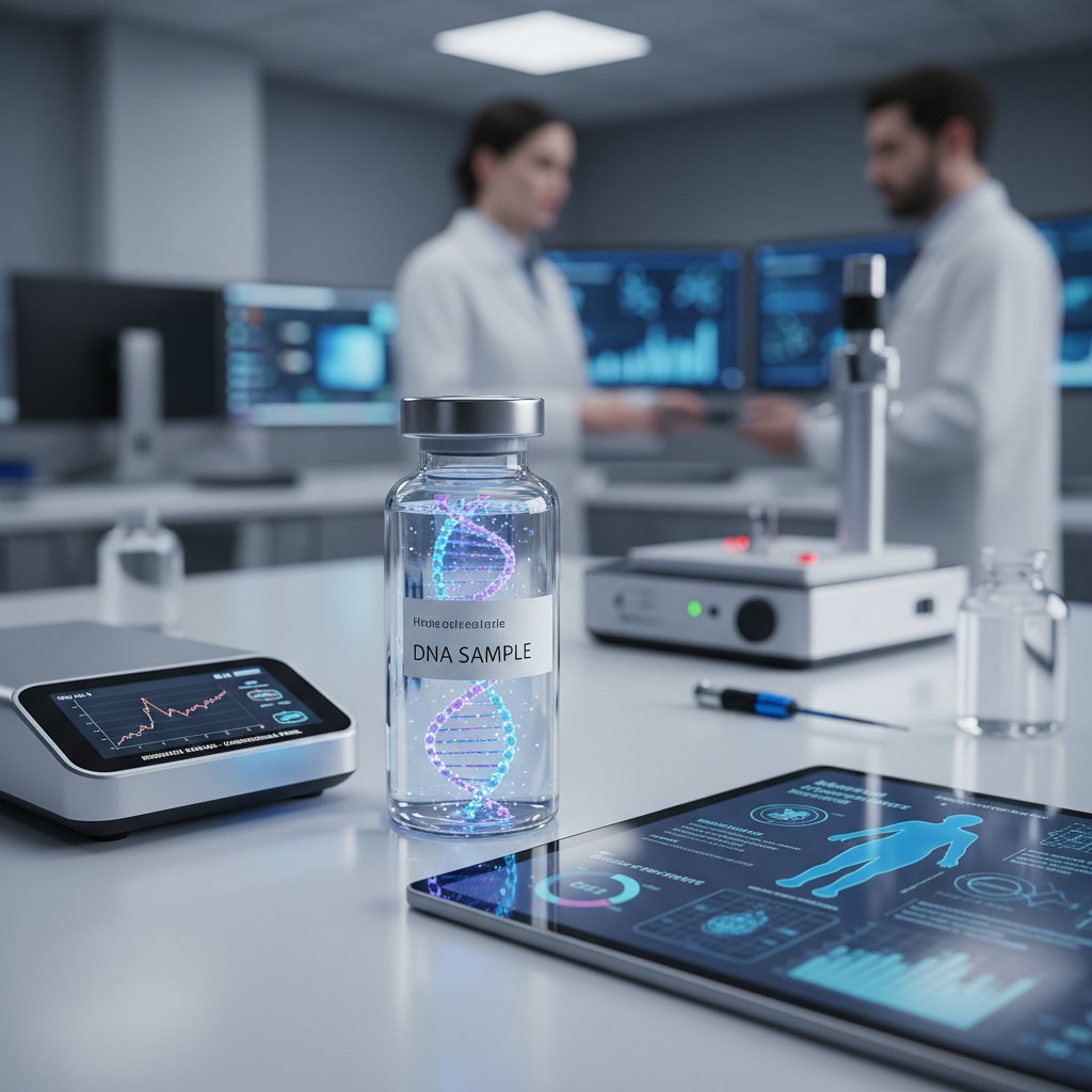 Bliska analiza próbki DNA – personalizacja zdrowia przez biomarkery