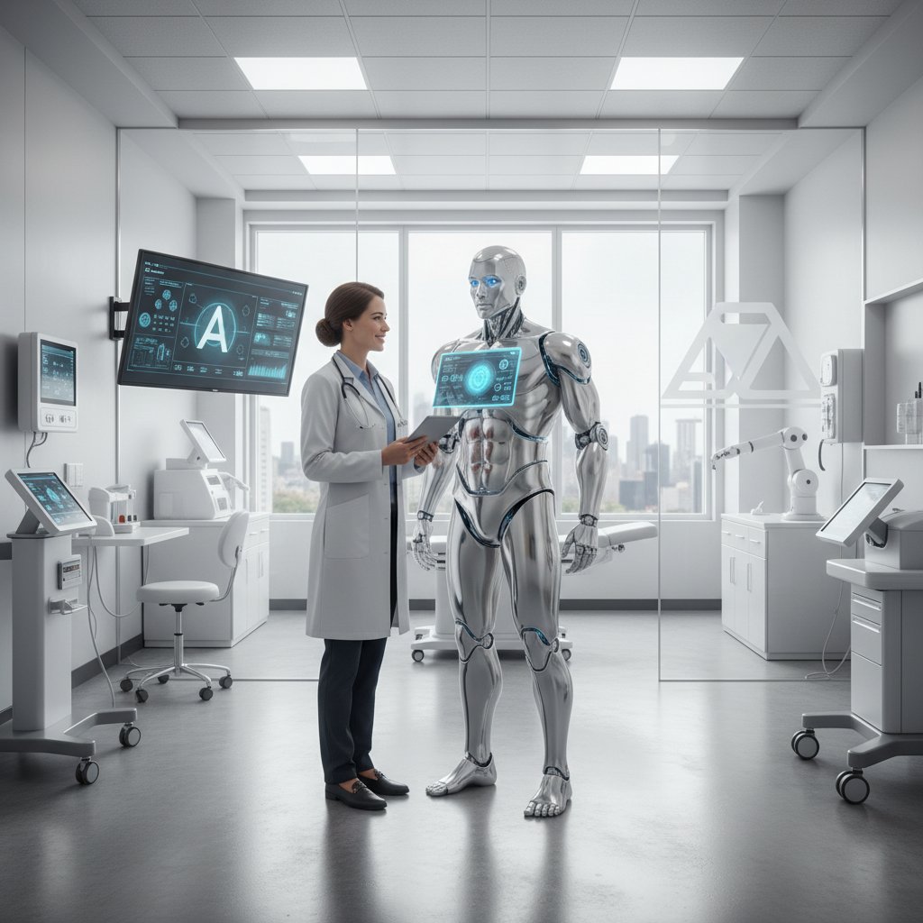 Nowoczesny gabinet lekarski z AI wspierającym lekarza rodzinnego online