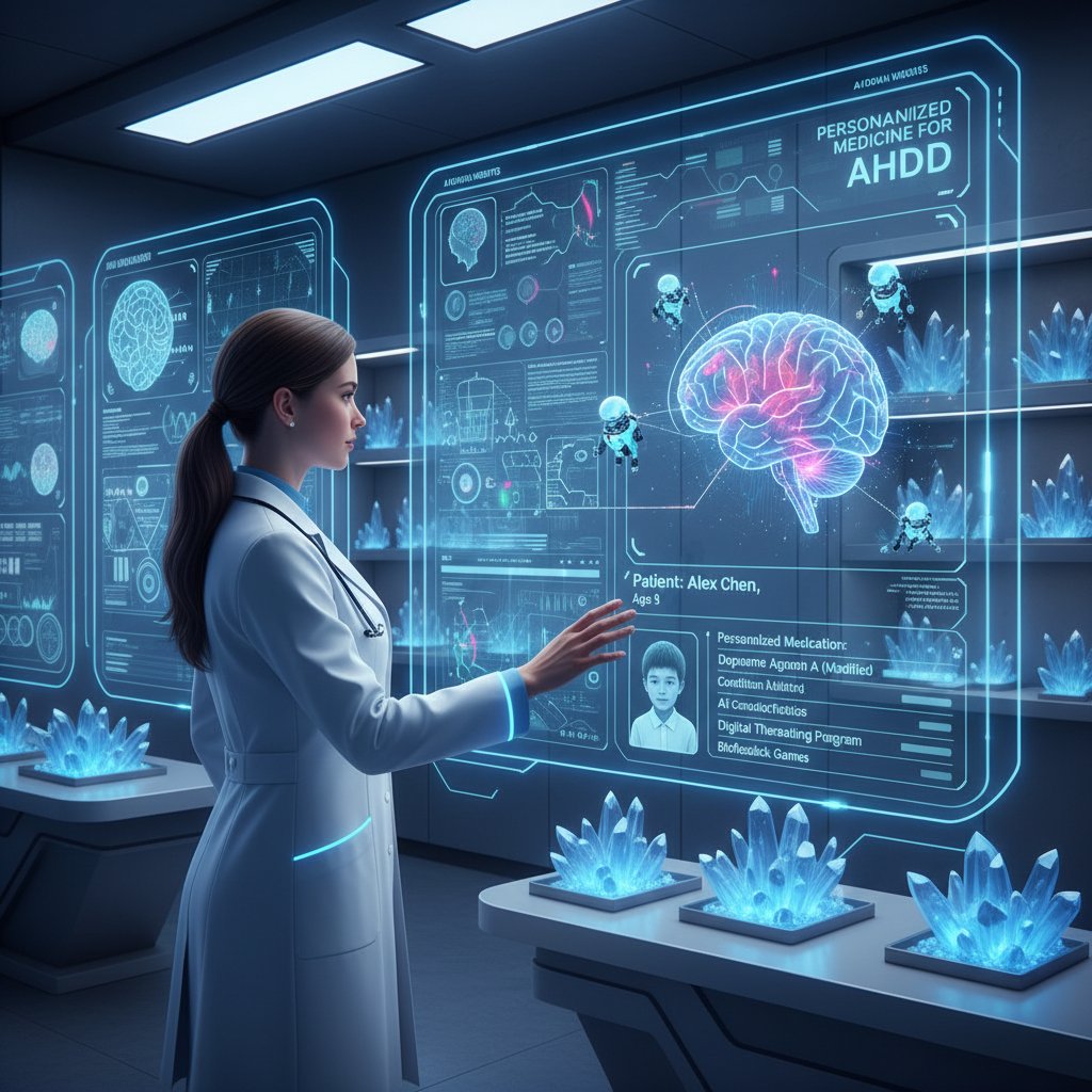 Lekarz analizujący dane cyfrowe w kontekście personalizacji leczenia ADHD