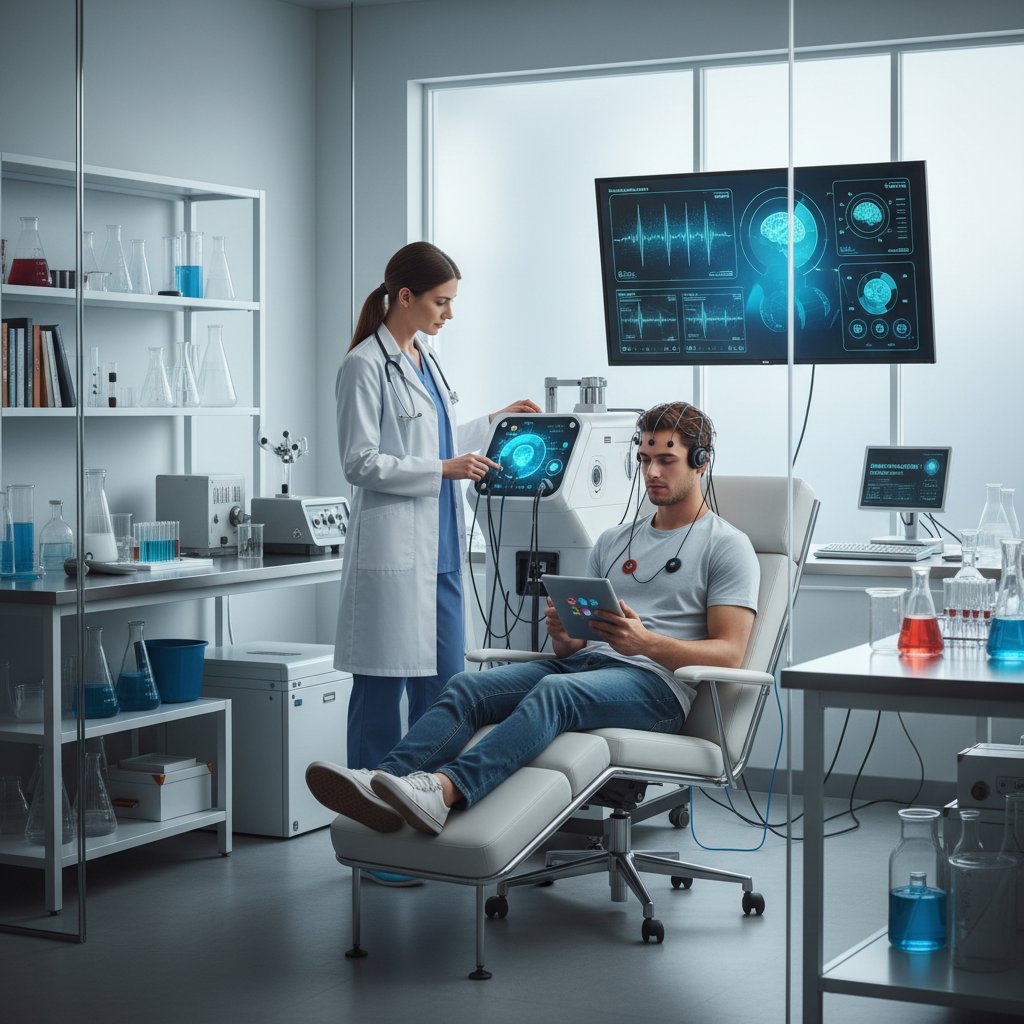 Lekarz w laboratorium, testujący nowe terapie depresji