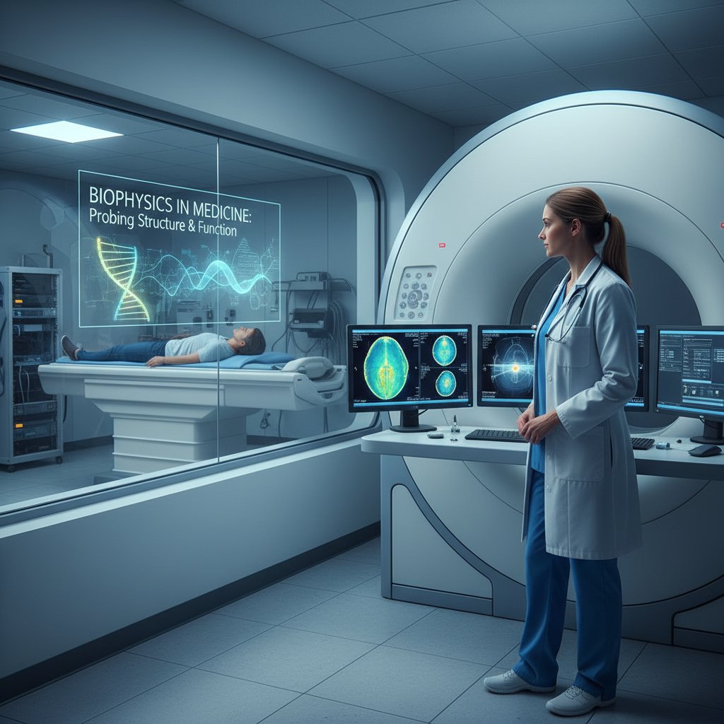 Lekarz analizujący zdjęcia z rezonansu magnetycznego, biofizyka w praktyce w polskim szpitalu