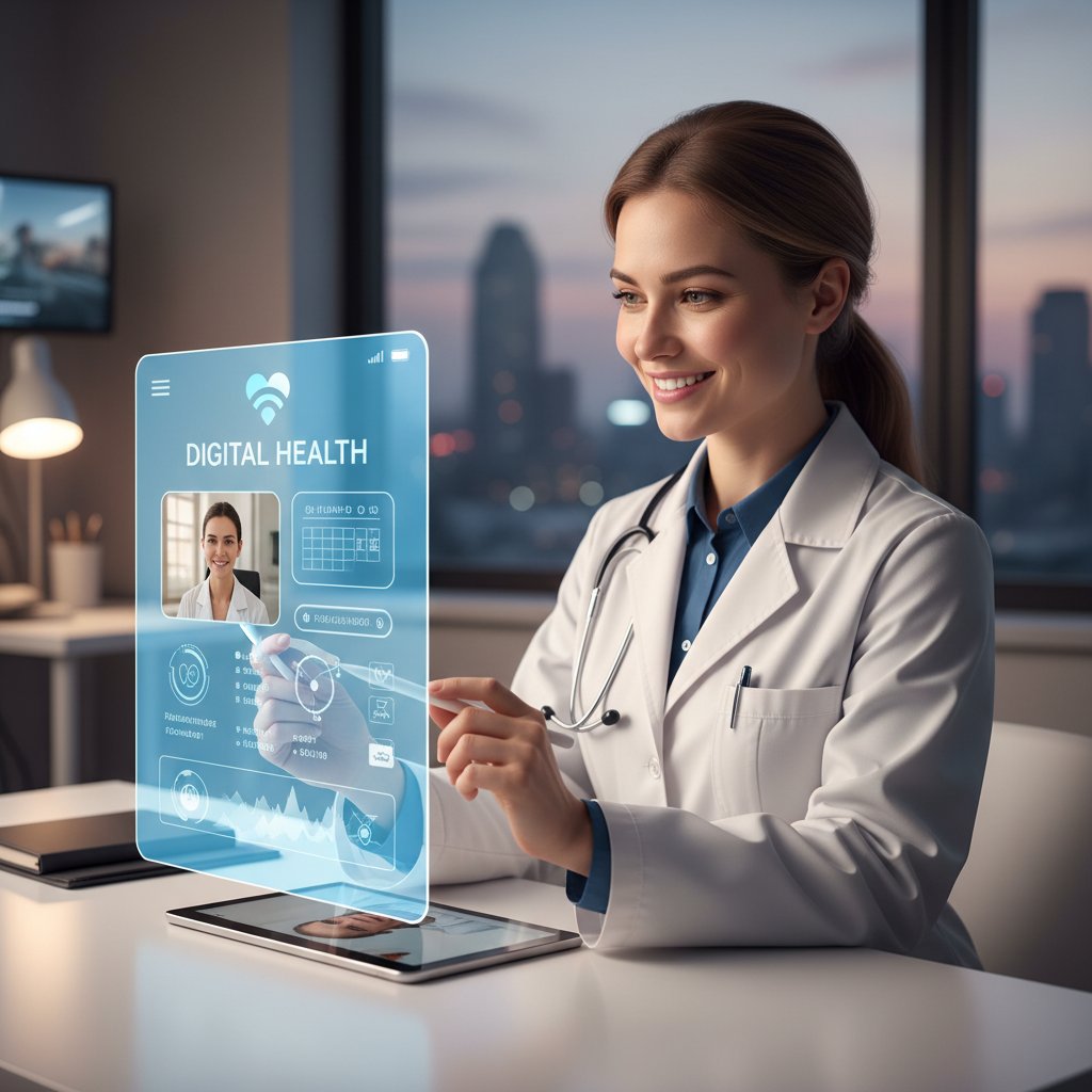 Lekarz online rozmawiający z pacjentem przez aplikację medyczną – cyfrowy efekt placebo