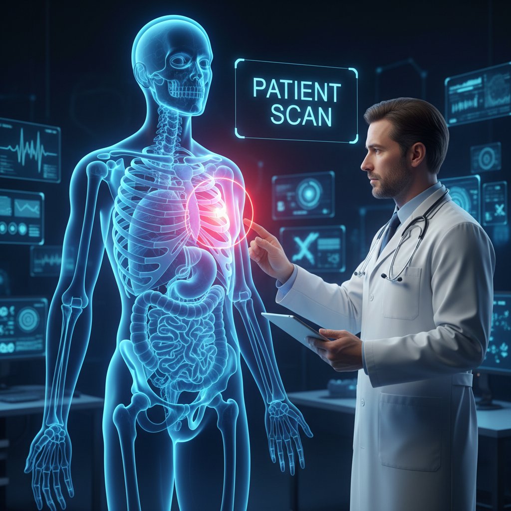 Physician analyzing medical 3D images