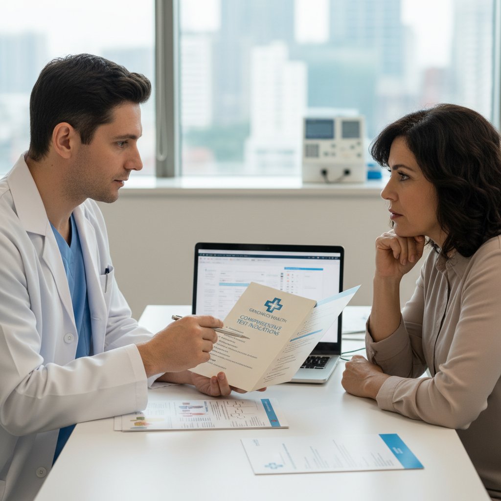 Lekarz i pacjent omawiający wskazania do badania kalprotektyny