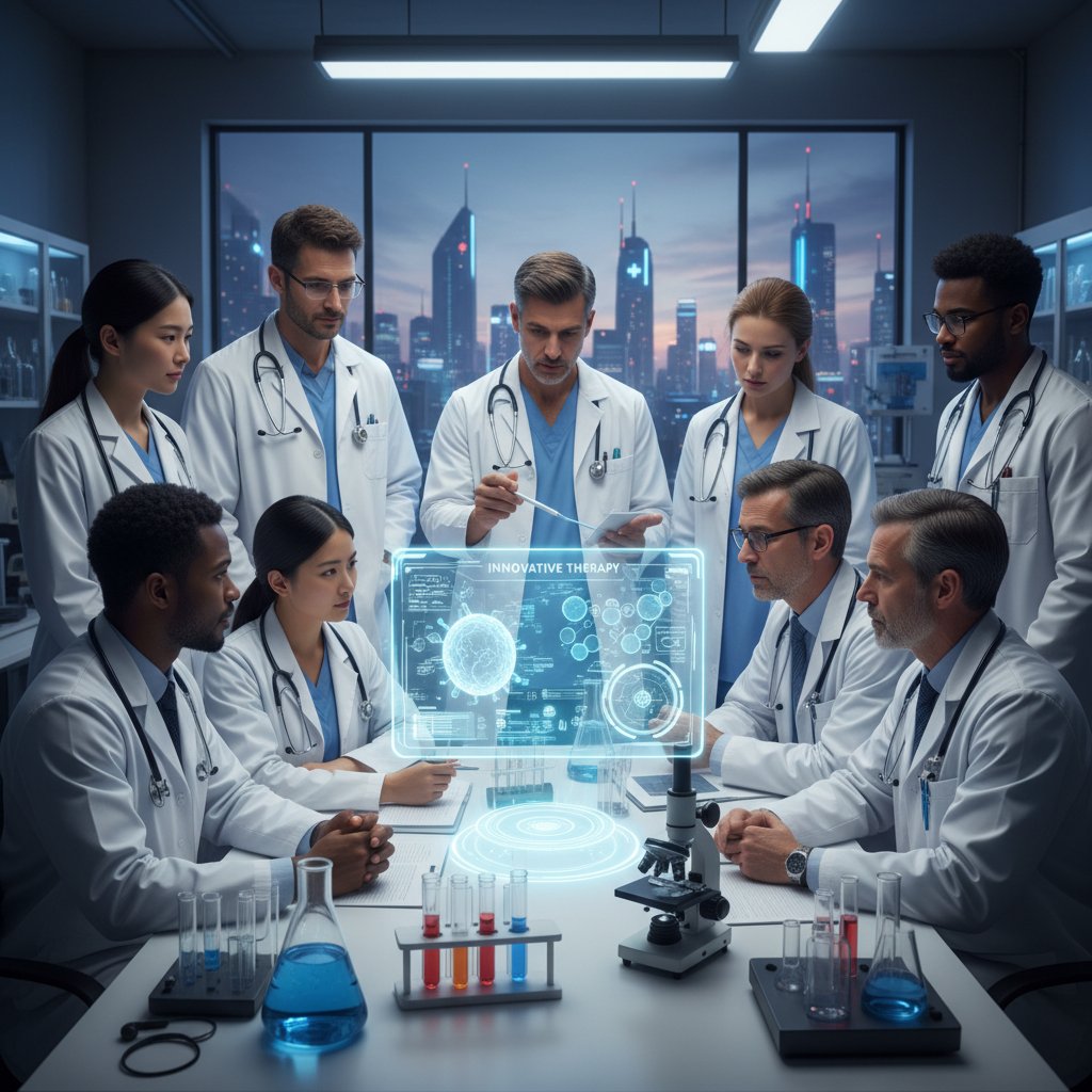 Zespół lekarzy podczas konsultacji nad nowymi terapiami przeciwpłytkowymi