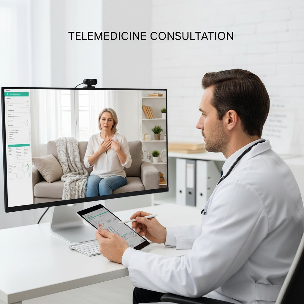 Lekarz rozmawiający z pacjentem przez wideokonferencję w domu