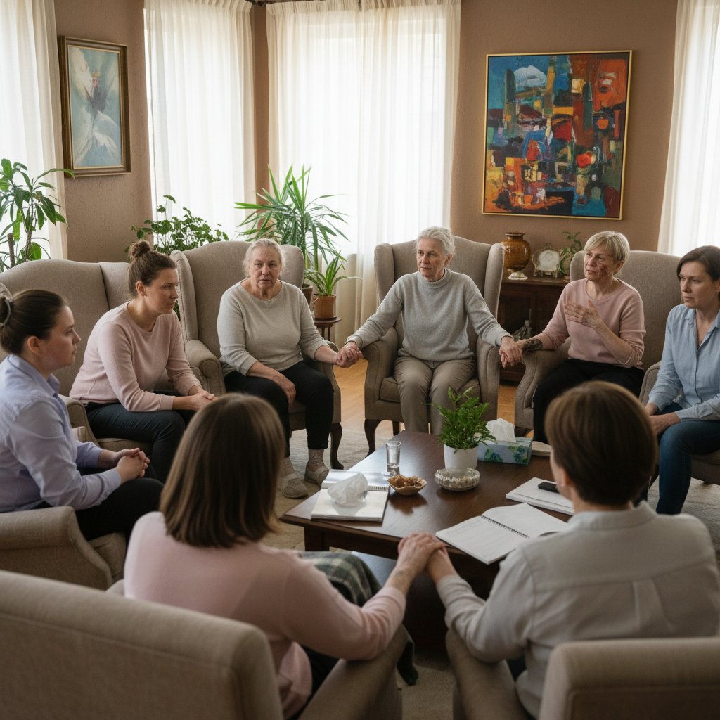 Grupa wsparcia dla osób z AZS, różne pokolenia