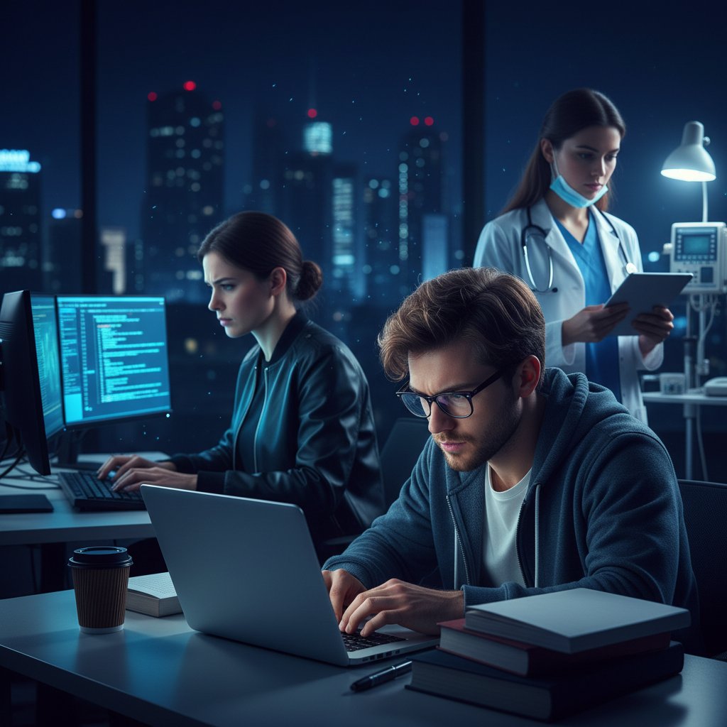 Student, programista i lekarz używający modafinilu podczas pracy nocą