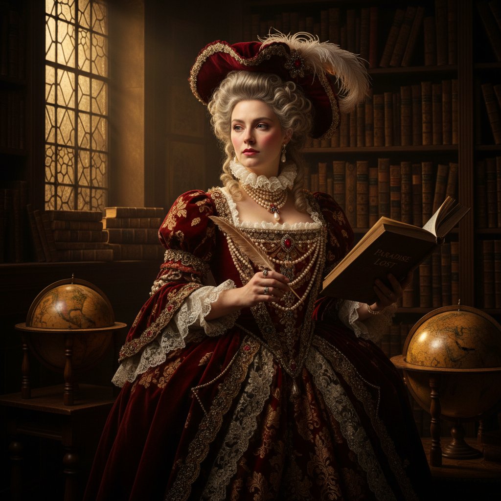 Dramatyczny portret osoby w stylu baroku, intensywne światło, bogate stroje – epoki literackie online