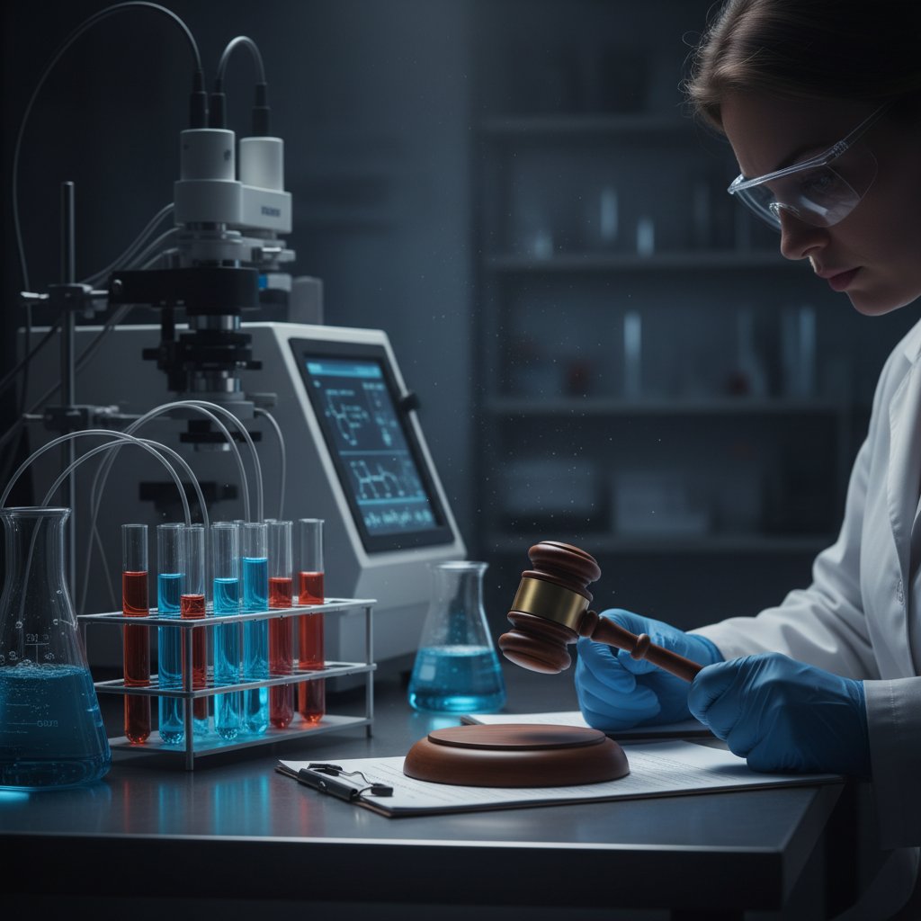 Narkotester i młotek sędziowski – granice prawa i etyki, nastrojowe światło