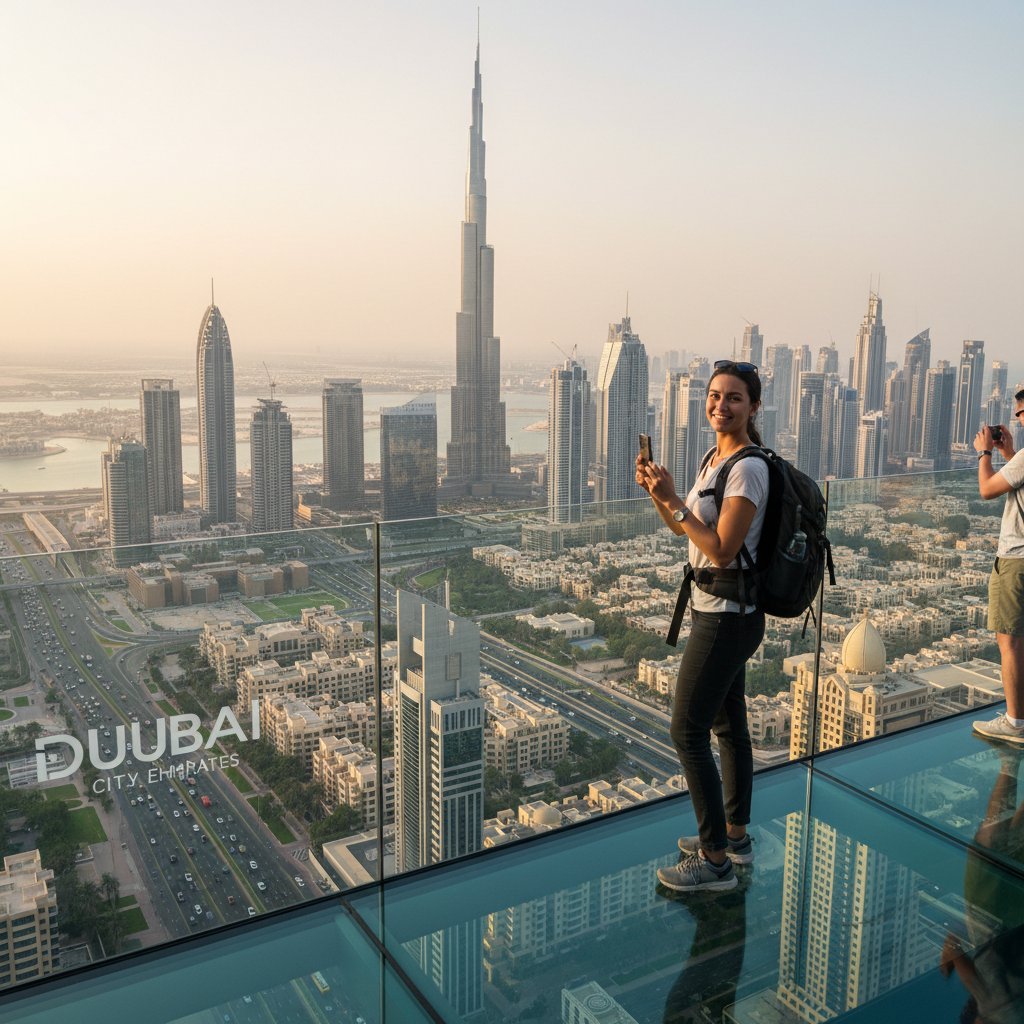 Traveler on Dubai layover adventure, exploring city attractions between Emirates flights