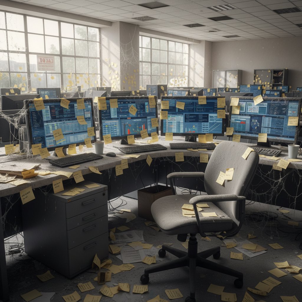 Zaniedbane panele analityczne z przyklejonymi karteczkami