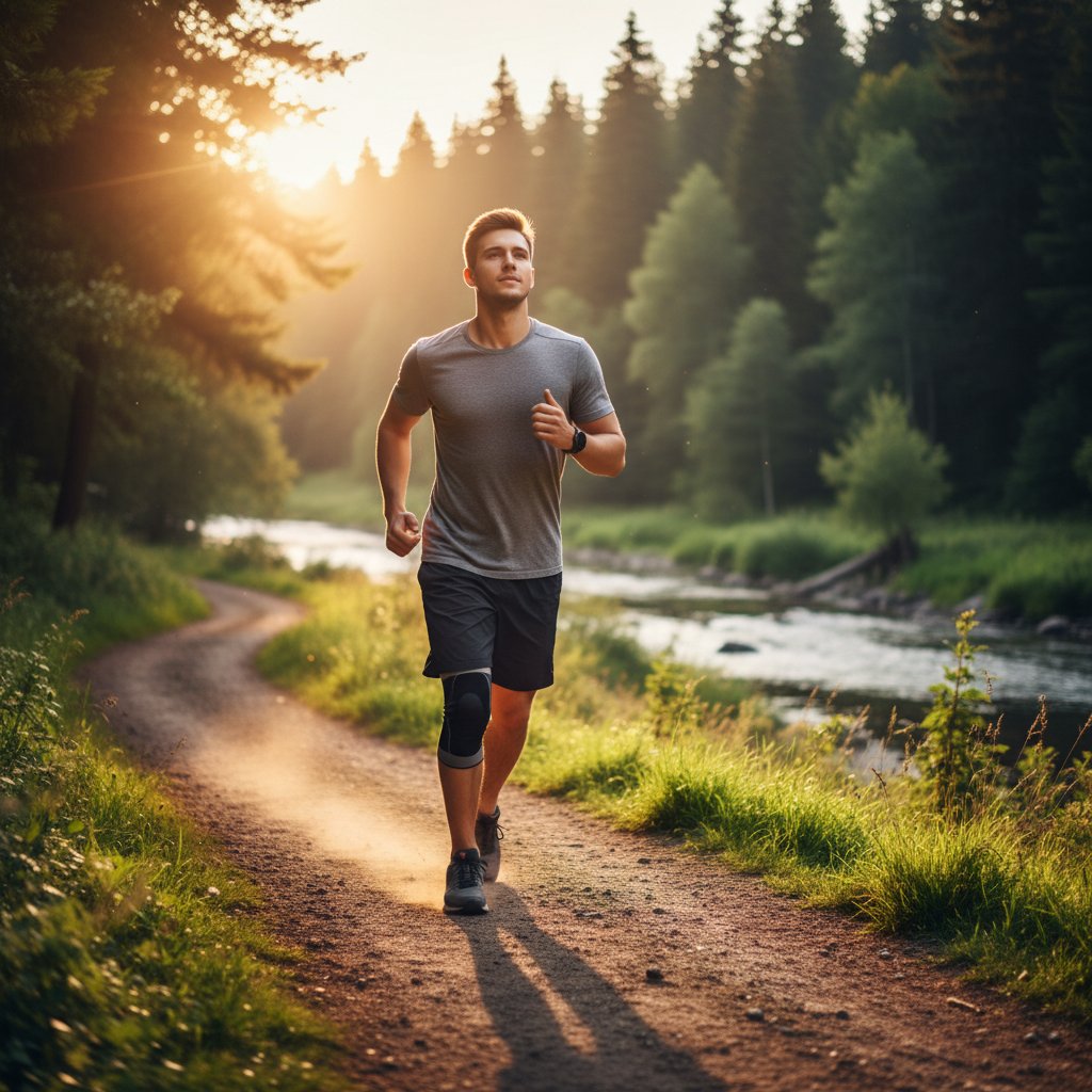 Osoba wracająca do biegania po udanej artroskopii kolana