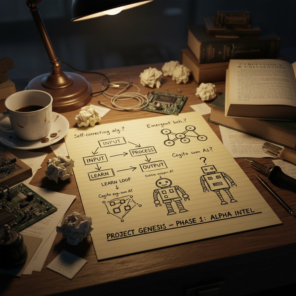 Wczesne szkice AI i notatki koncepcyjne na biurku, klimat zadumy i inspiracji