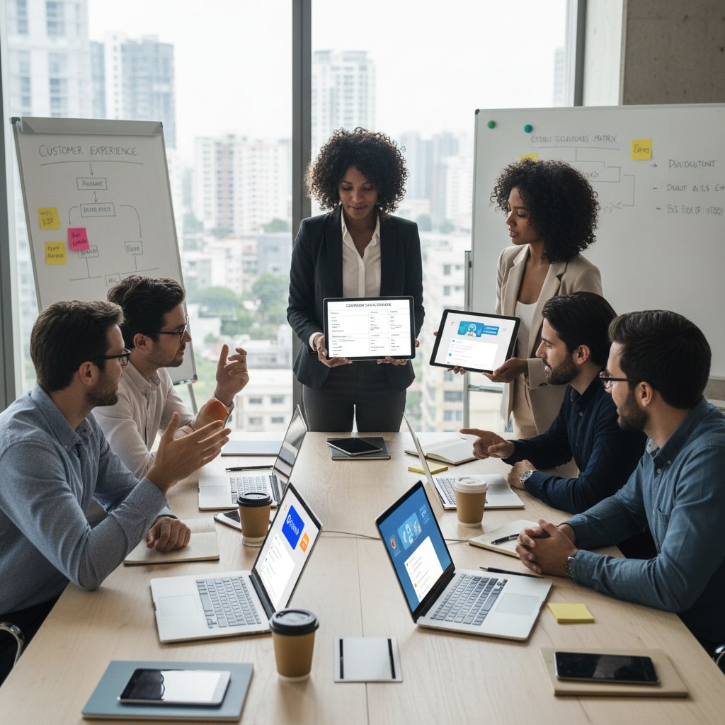 Zespół e-commerce porównujący różne narzędzia do tworzenia chatbotów