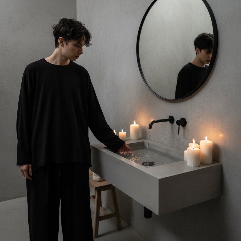 Domowa hydroterapia w minimalistycznej łazience z nastrojowymi świecami i relaksującą atmosferą