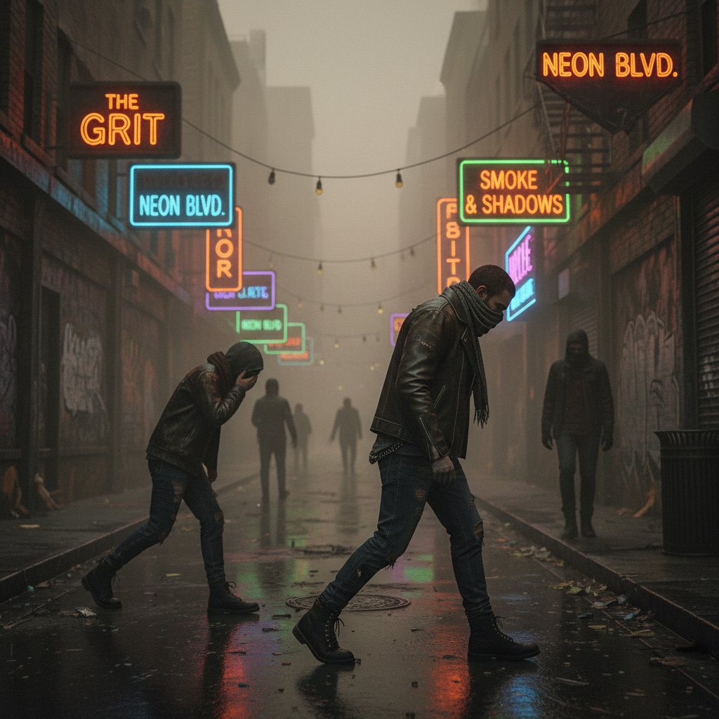 Ulica miasta w smogu, ludzie z widocznym dyskomfortem.