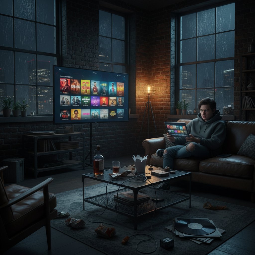 Person frustrated by endless generic movie recommendations on TV