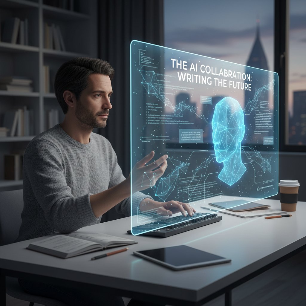 Redaktor współpracujący z AI podczas pisania artykułu