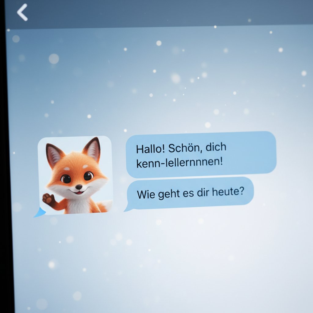Screenshot einer Chat-Oberfläche von freundin.ai mit freundlicher Avatar und deutschen Nachrichten