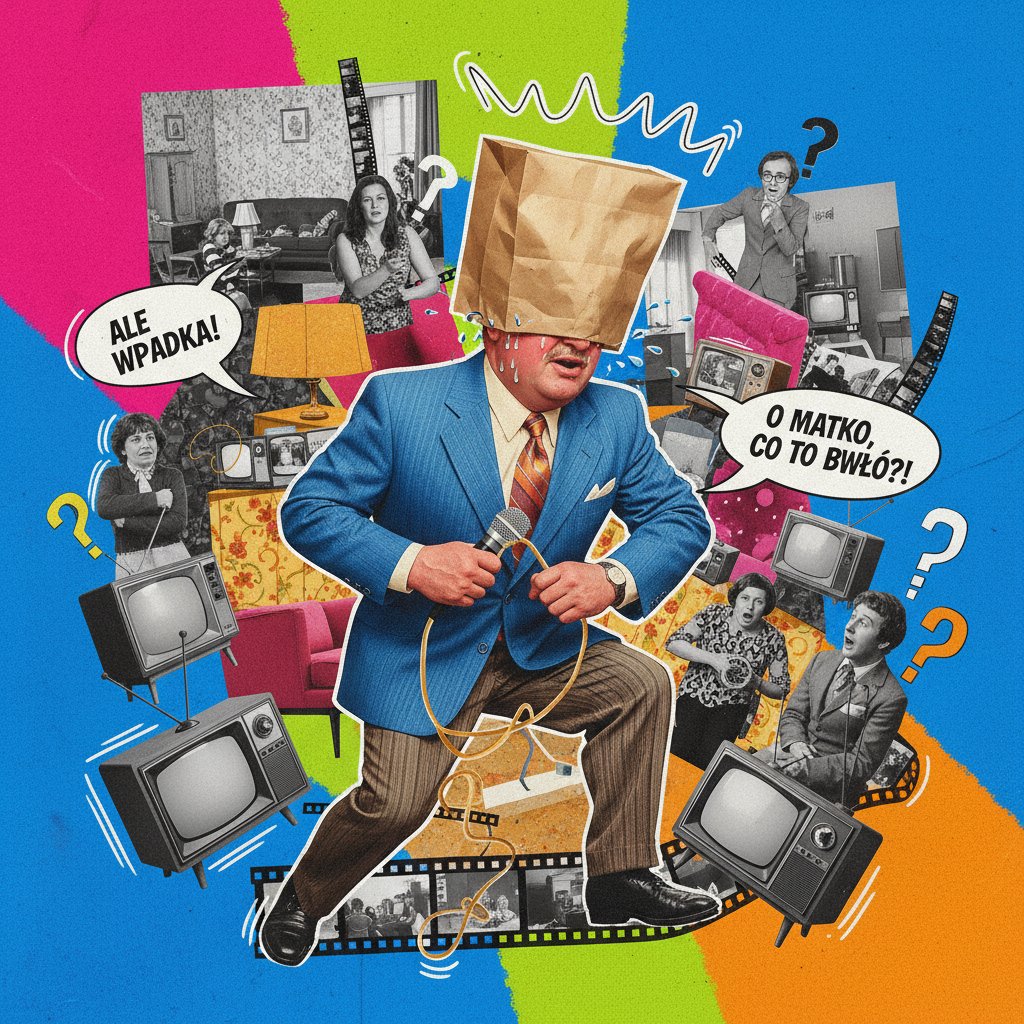 Kolaż inspirowany polskimi komediami o krępujących sytuacjach, gazy, popkultura