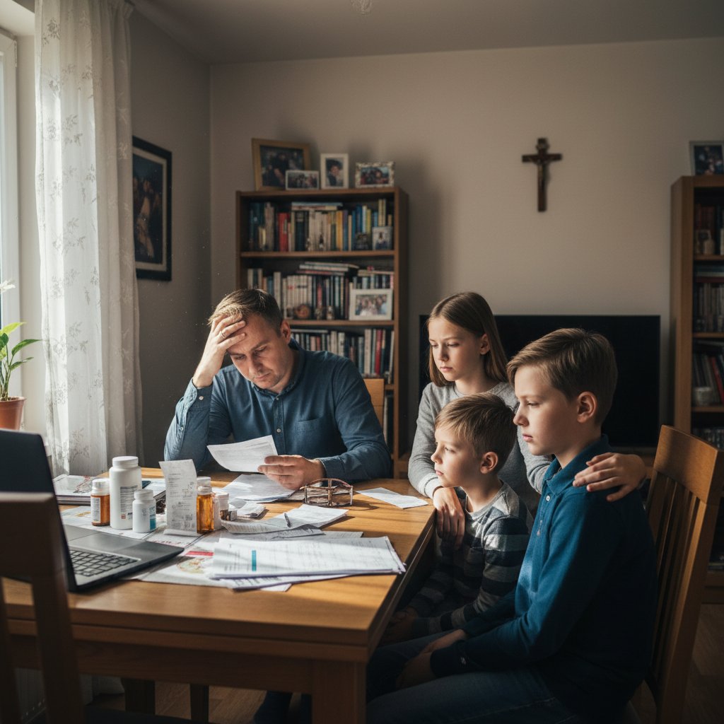 Rodzina w Polsce zmagająca się z kosztami marskości wątroby
