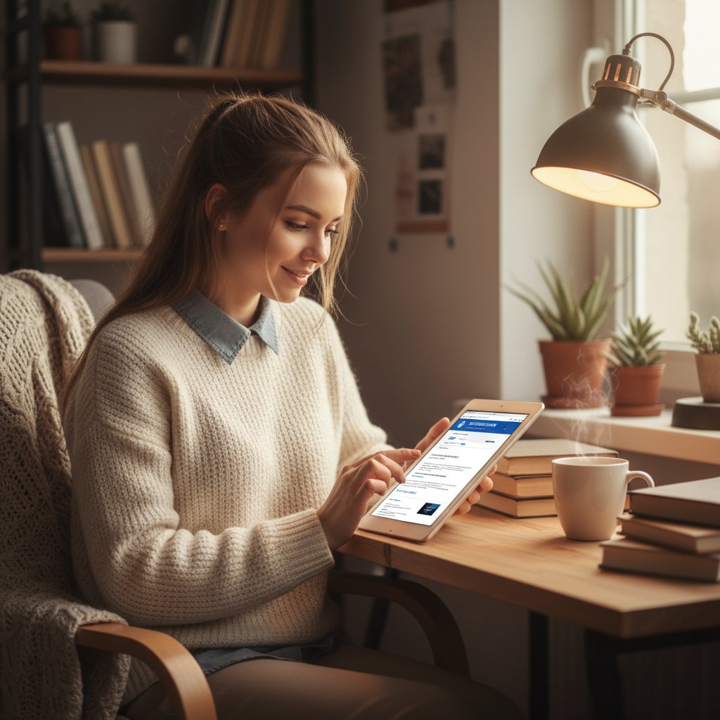 Uczeń szukający wsparcia w internetowych grupach do nauki WOS