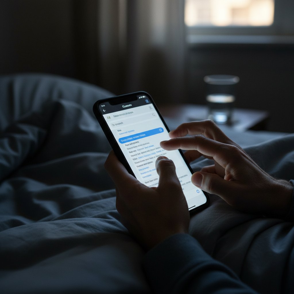 Telefon z wynikami wyszukiwania objawów zdrowotnych – źródło niepokoju, nie wiedzy