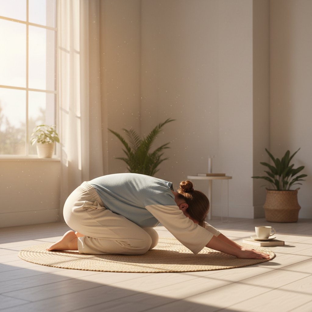 Młoda osoba wykonująca prostą pozycję jogi na trawienie, zdrowie, gazy