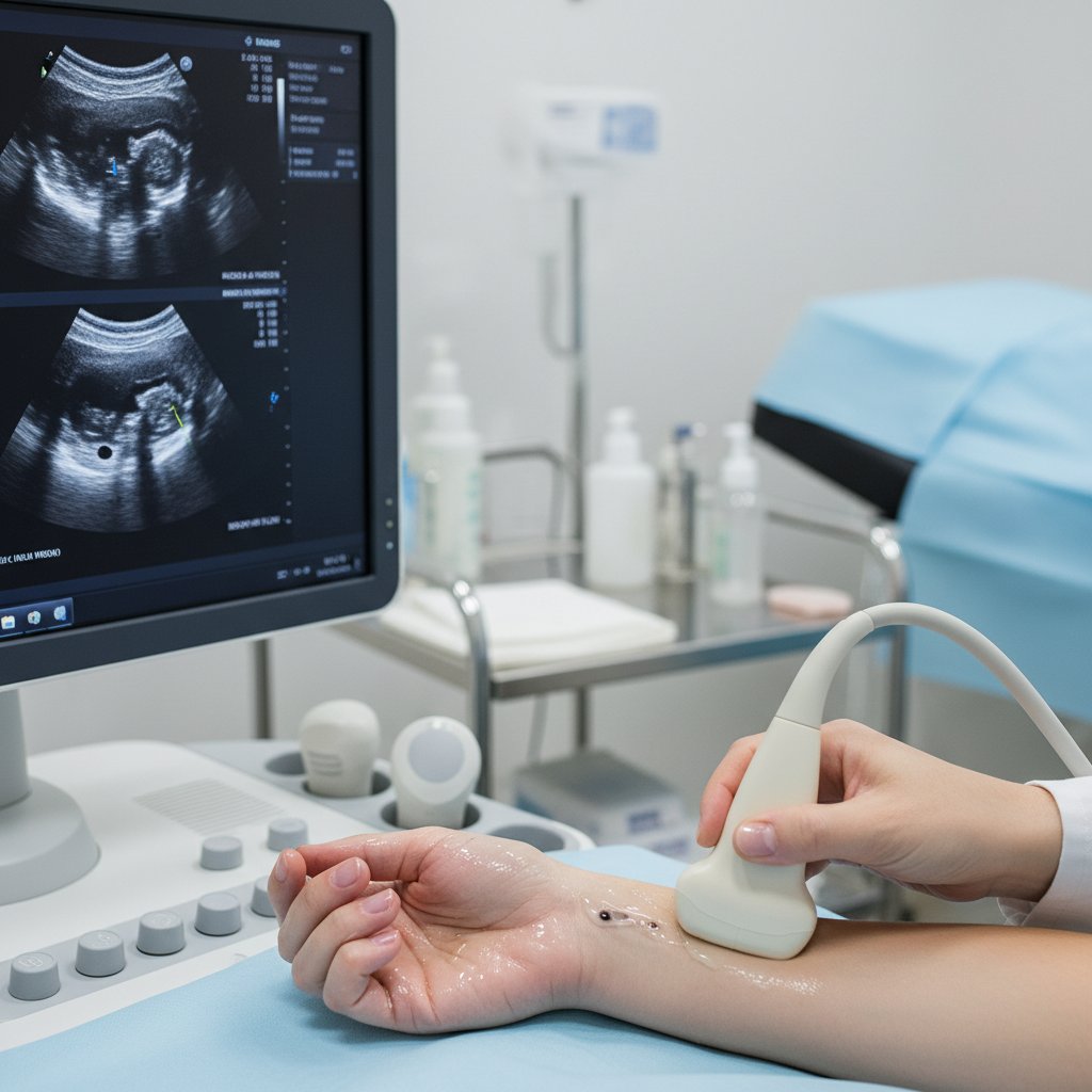 USG nadgarstka podczas diagnozy zapalenia pochewek ścięgnistych