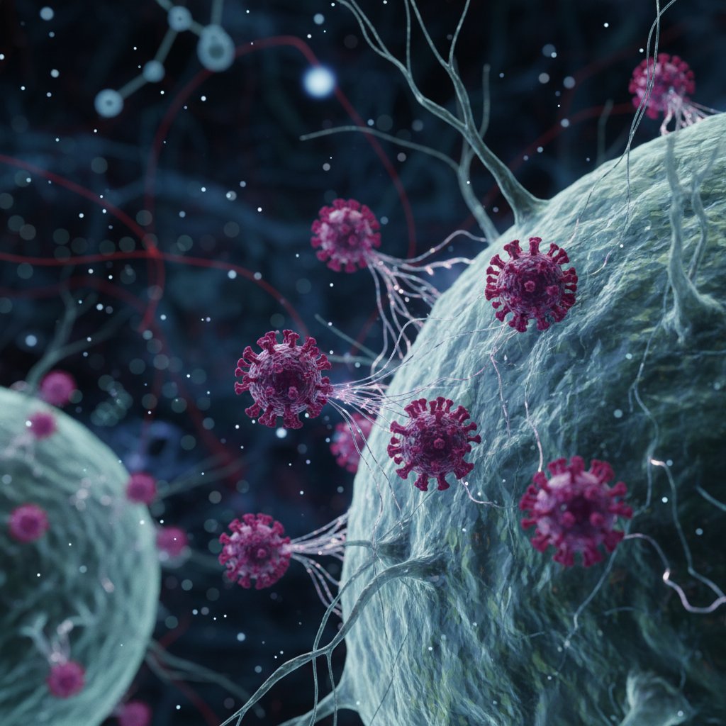 Wizualizacja mikroskopowa wirusa HPV w kontakcie z komórką ludzką