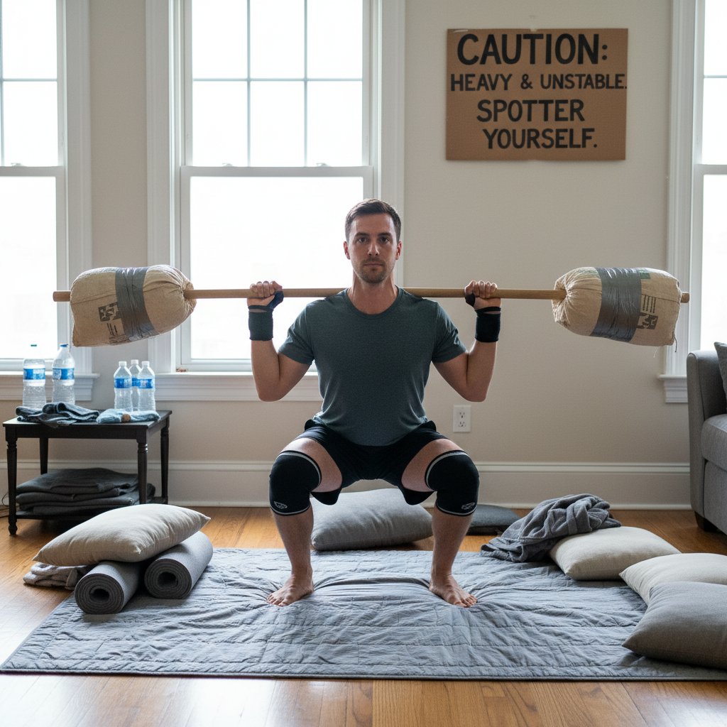 Trening domowy z improwizowanym sprzętem, ostrożność i przygotowanie