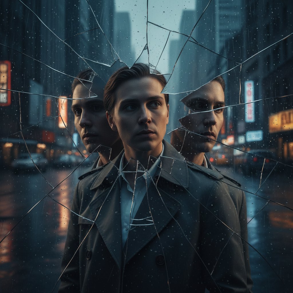 Osoba patrząca w popękane lustro, symbolizująca walkę z homofobią zinternalizowaną