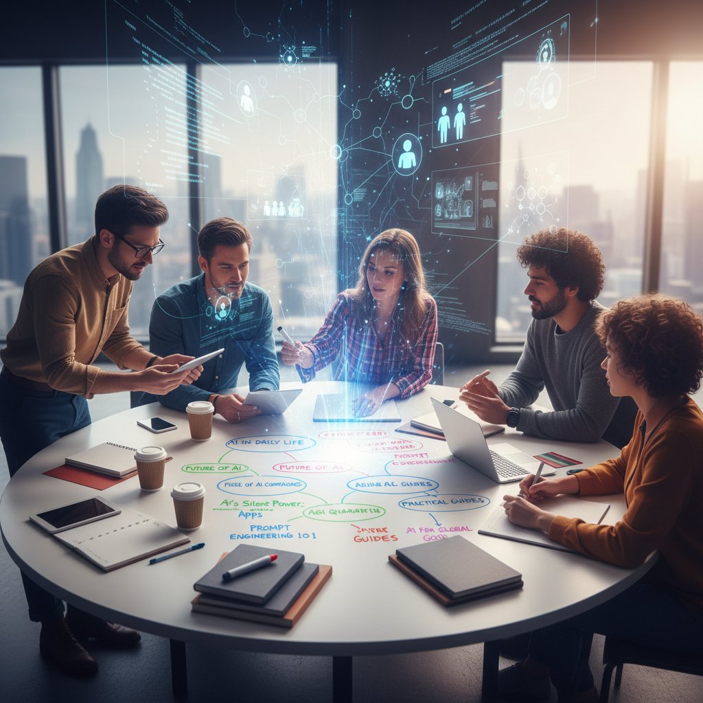 Zespół redakcyjny analizuje propozycje AI na temat felietonów, skupienie i burza mózgów