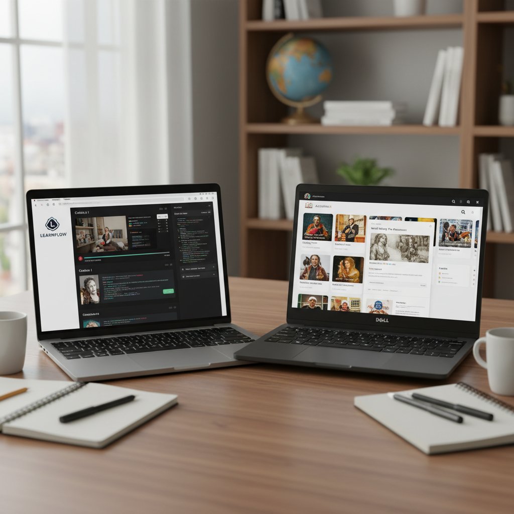 Porównanie platform edukacyjnych na ekranach laptopów