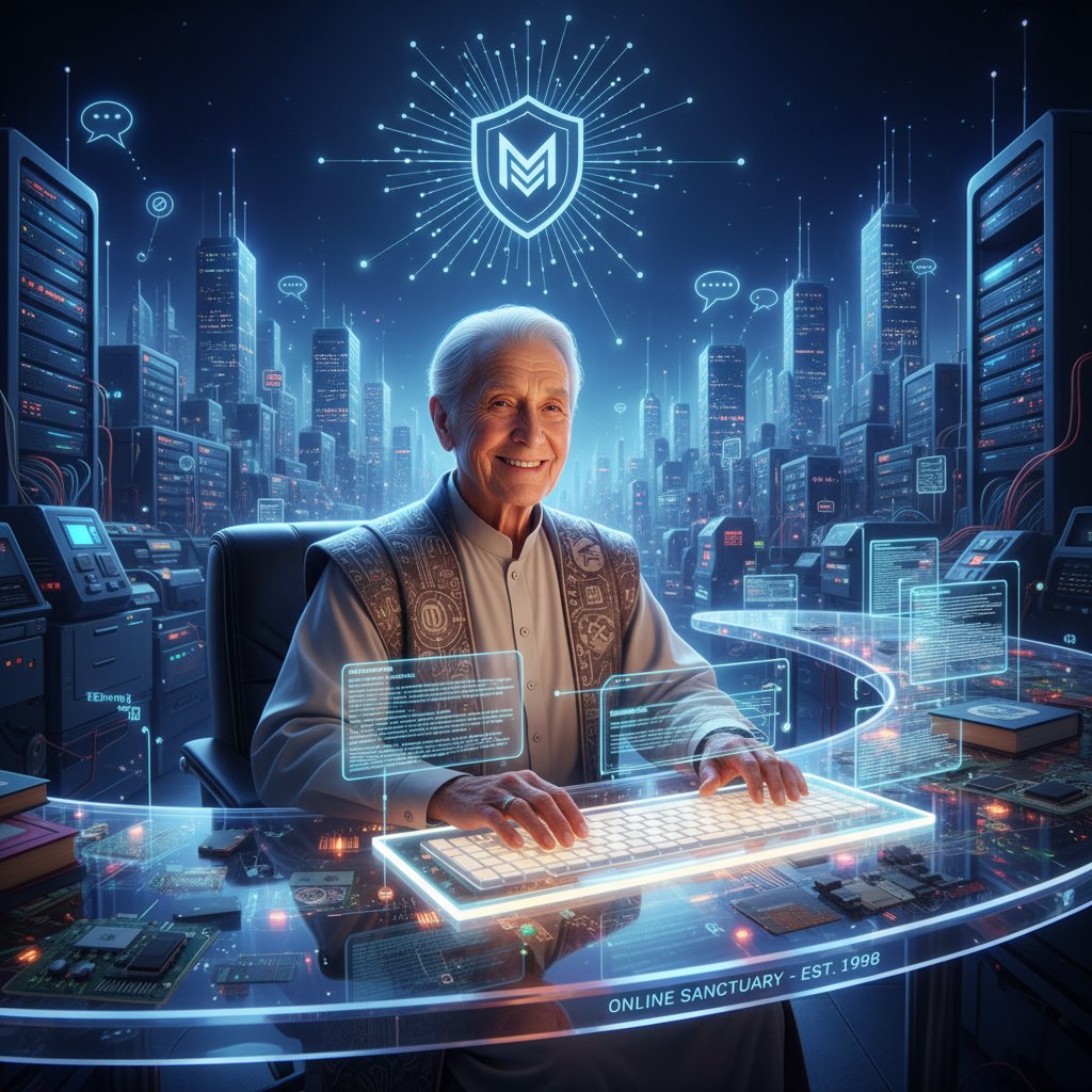 Dojrzała osoba moderująca społeczność online – cyfrowe eldership, autorytet w internecie