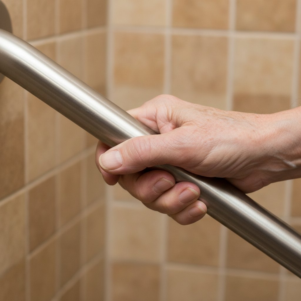 Ręka seniora chwytająca poręcz