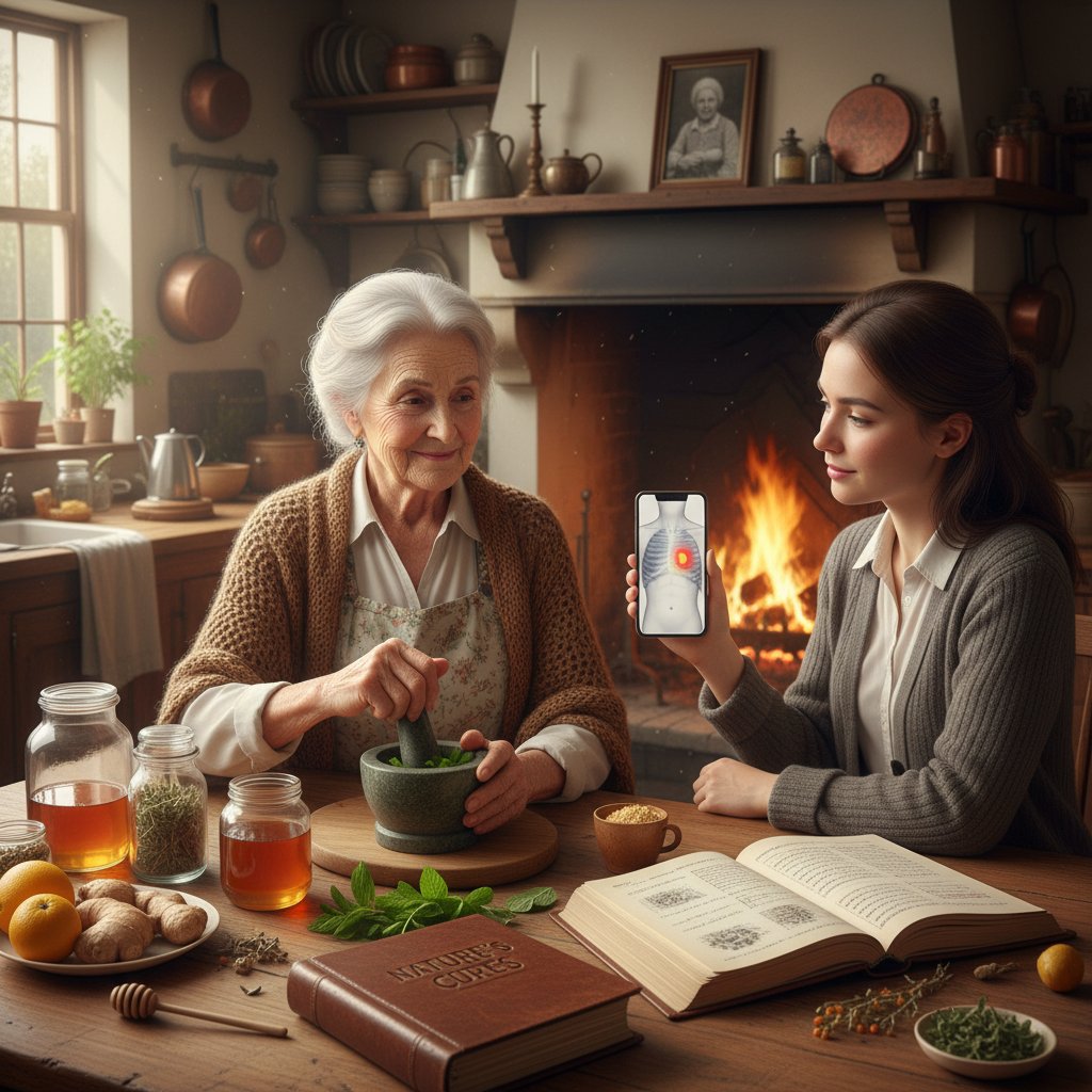 Starsza kobieta przygotowuje domowe lekarstwo w kuchni, tradycyjne sposoby diagnozy