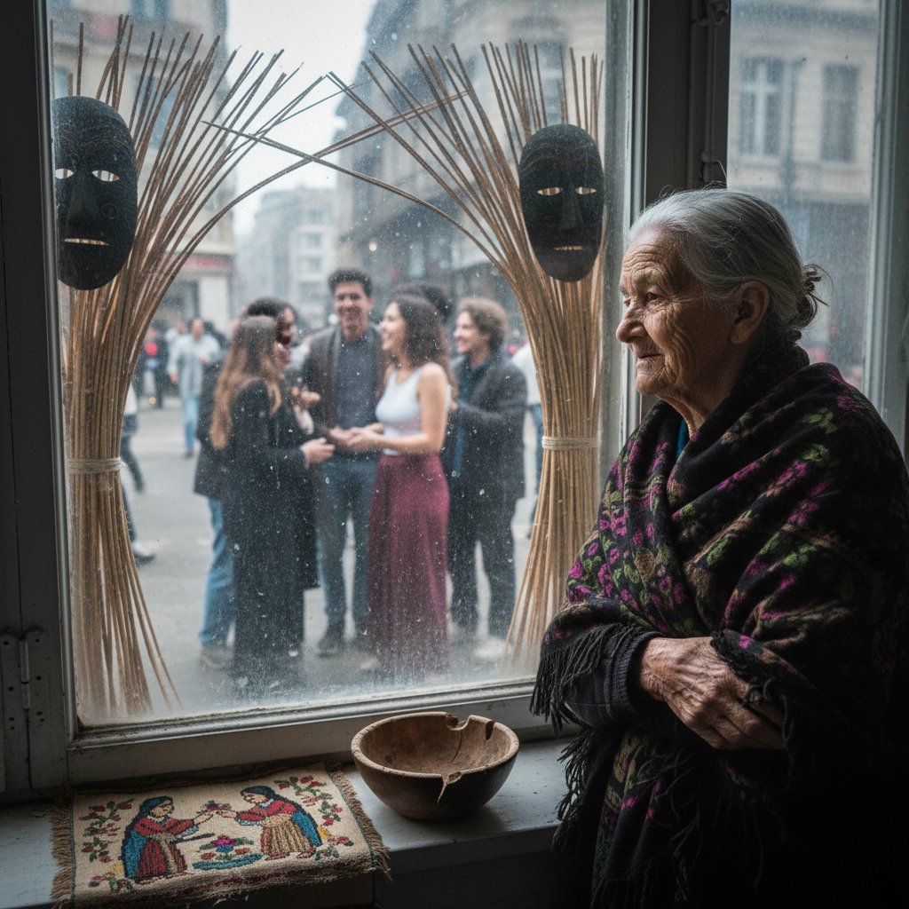 Starsza kobieta patrząca przez okno, symbol tabu kulturowego psychoterapii