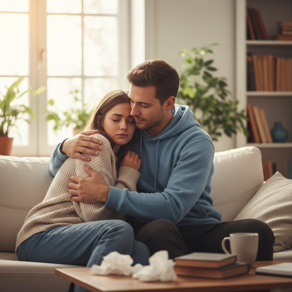 Zdjęcie przytulającej się pary, symbolizujące wsparcie osób z zaburzeniami psychicznymi