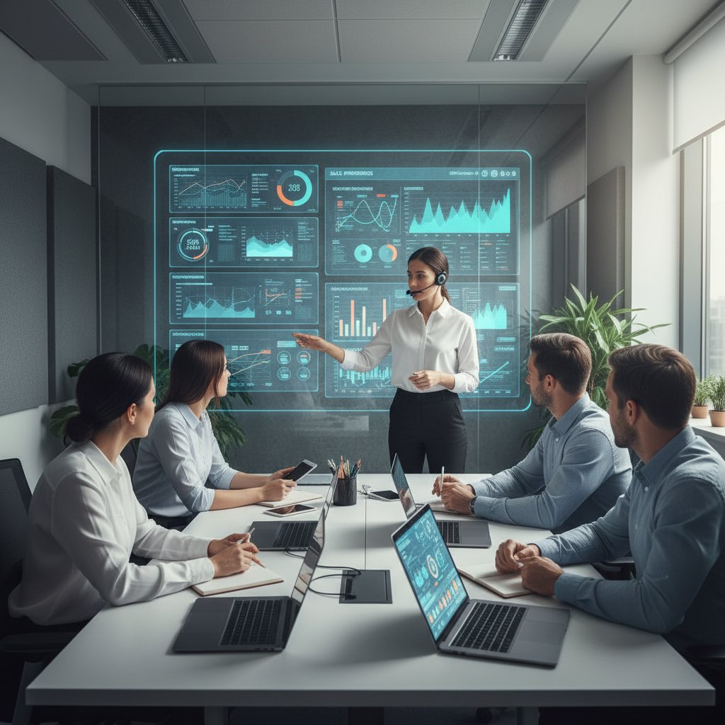 Pracownicy podczas szkolenia z obsługi dashboardu BI