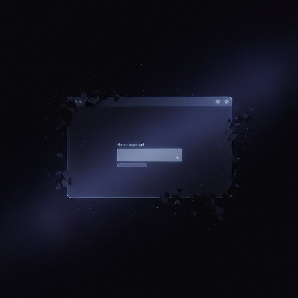 Puste okno czatu znikające w ciemności, ghosting w rozmowach online