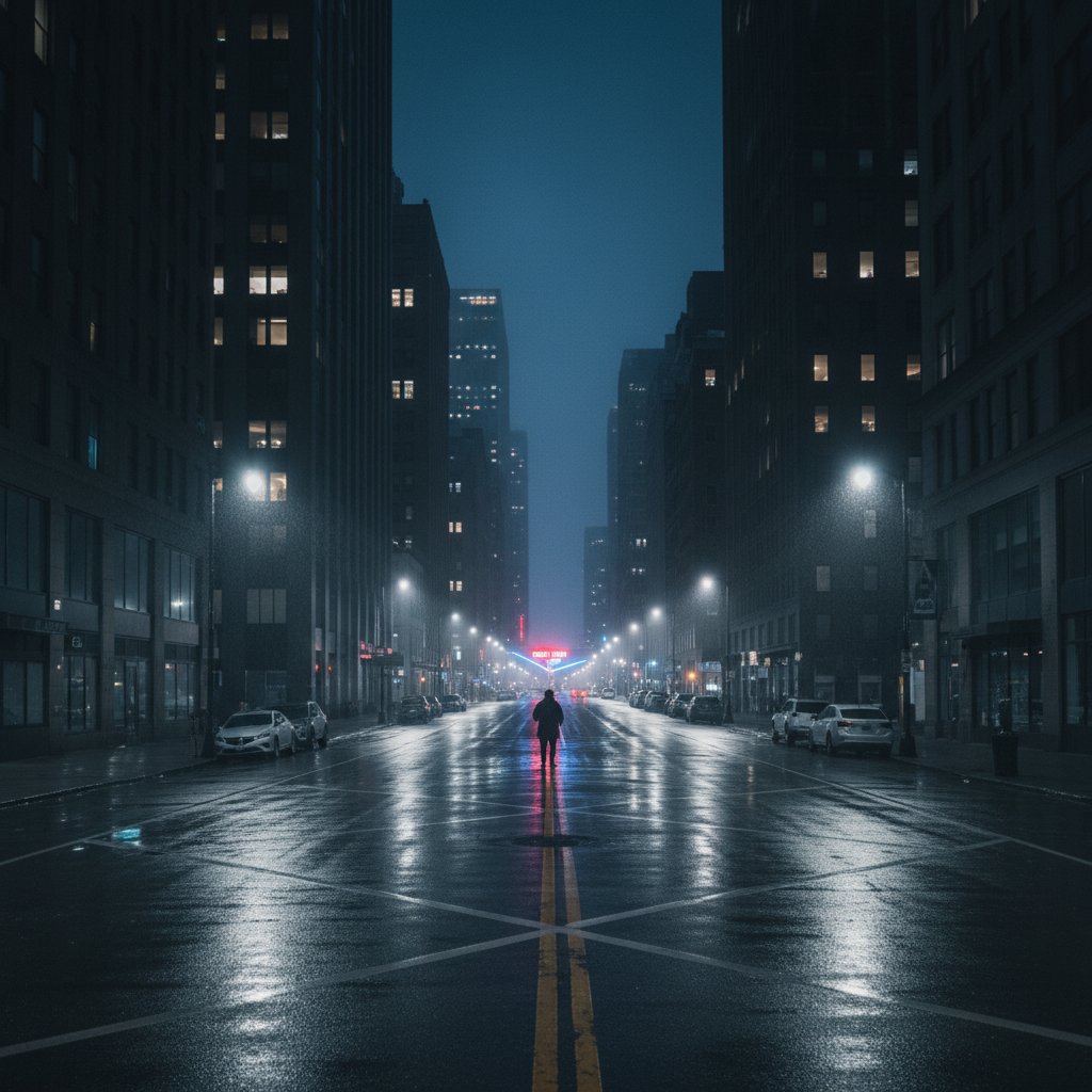 Opuszczone ulice miasta symbolizujące samotność w Polsce