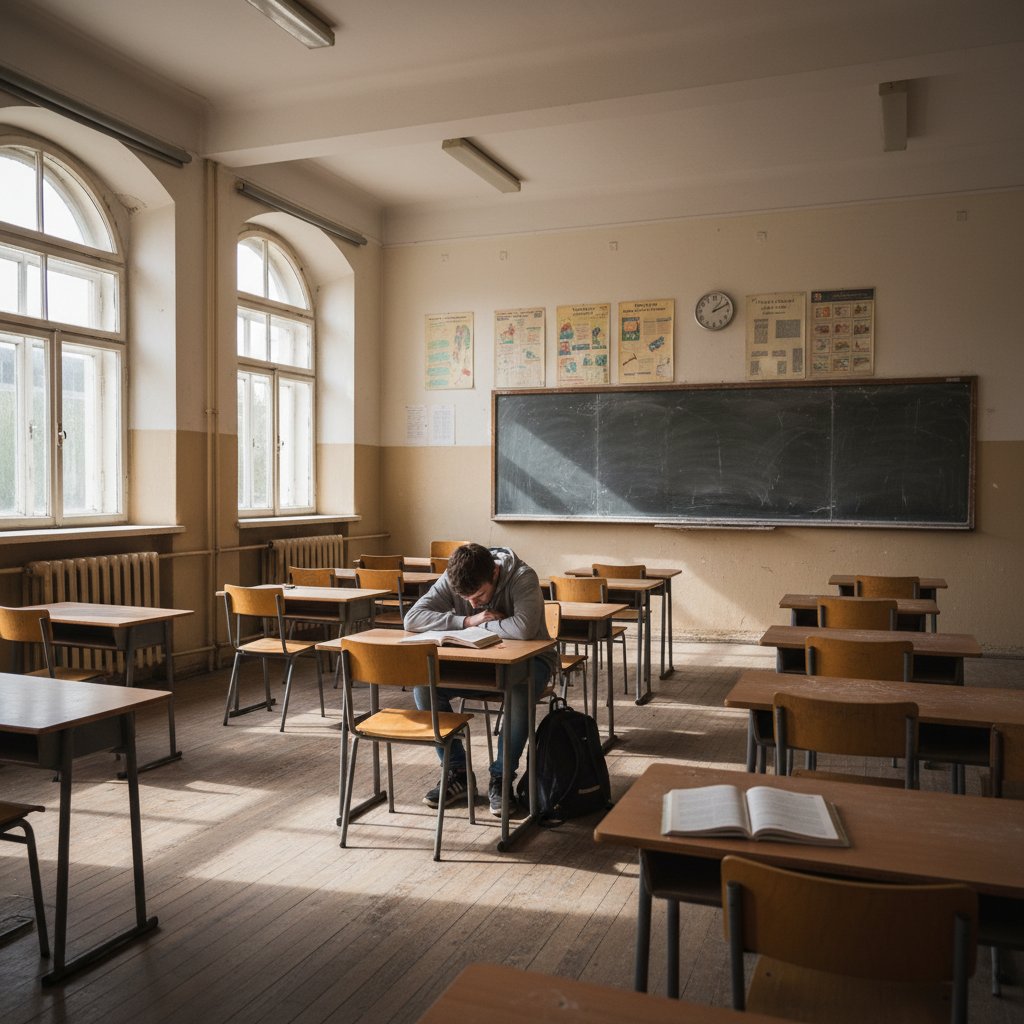 Samotny uczeń w pustej klasie – edukacja i izolacja społeczna