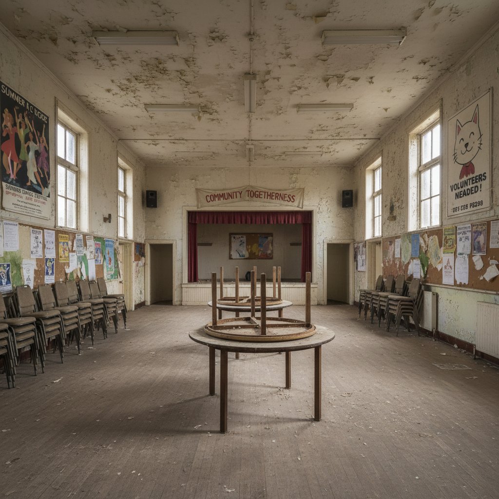 Opuszczone centrum społecznościowe jako symbol wypalenia tradycyjnego wolontariatu