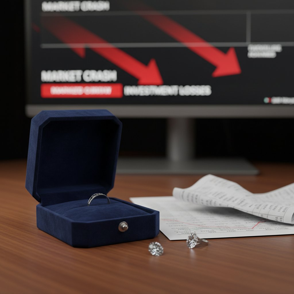 Zbliżenie na pustą szkatułkę po diamentach – ostrzeżenie przed stratą pieniędzy i błędami inwestycyjnymi